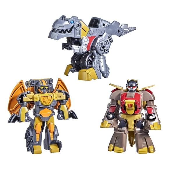 Paquete de 3 figuras convertibles de Transformers Dinobot Adventures, Dinobot Squad Grimlock, Dinobot Snarl y Predaking, juguetes de 4.5 pulgadas, para niños de 3 años en adelante