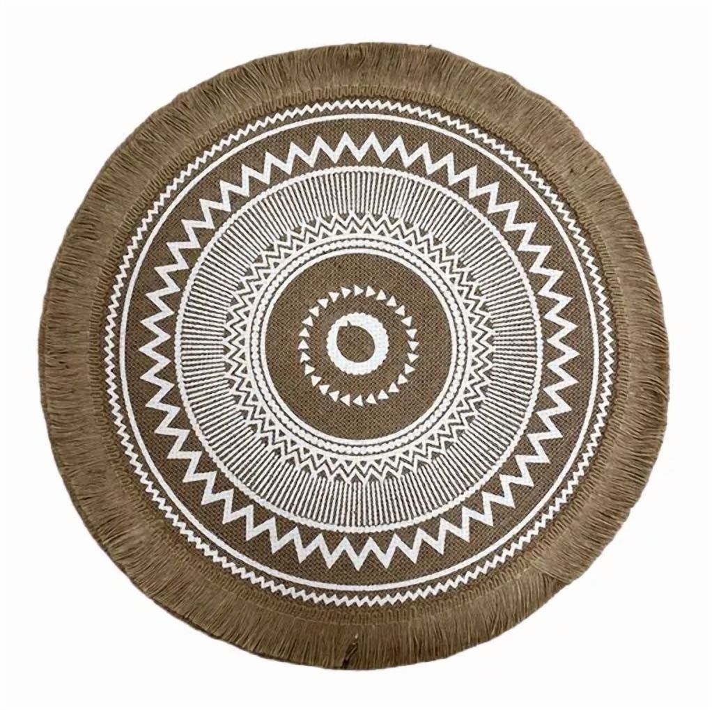 Genérico - Set 6 Individuales Redondos Trenzados Lino 38Cm