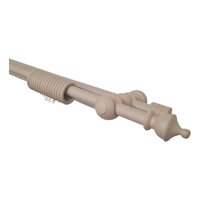 Metalhsa - Set Barras Para Cortina Doble 25/25 Mm De Madera 2,00 Mt Color Marfil Terminal King