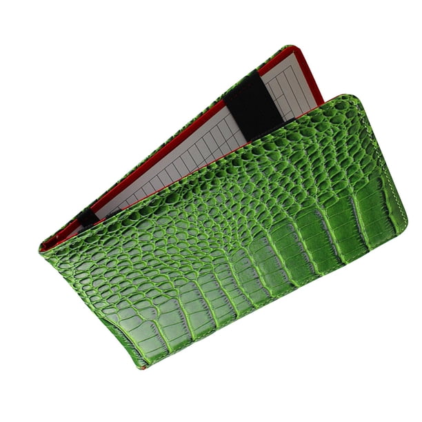 Soporte de tarjeta de puntuación de Golf de cuero PU, resistente al desgaste, versátil, portátil de 7x4,3 pulgadas para hombres y mujeres, golfista Verde oscuro