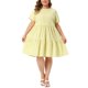 thumbnail image 1 of Agnes Orinda Vestidos de Cuadros para Mujer Tallas Grandes Cuello Redondo de Capas Mangas Cortas Verano Casual Midi Vestido a Cuadros 2X Amarillo, 1 of 8