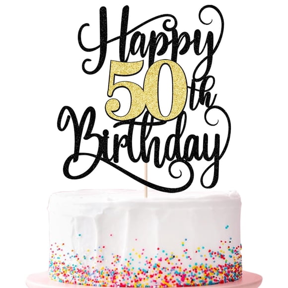 Decoración para tarta de 50 cumpleaños de Ruscalin, 50 decoraciones para tartas de fiesta de cumplea