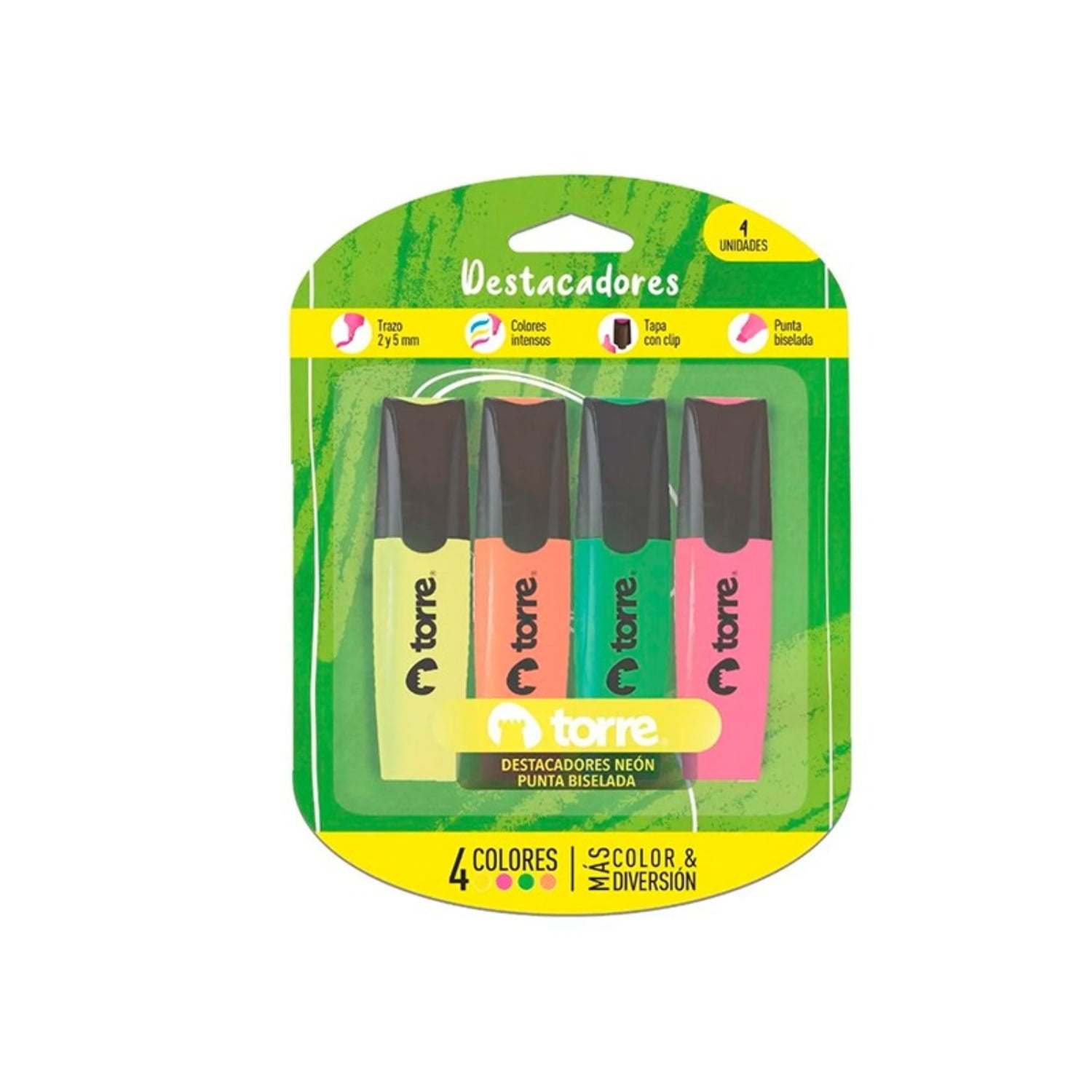 Torre - Destacador 4 Colores Neón Blíster –