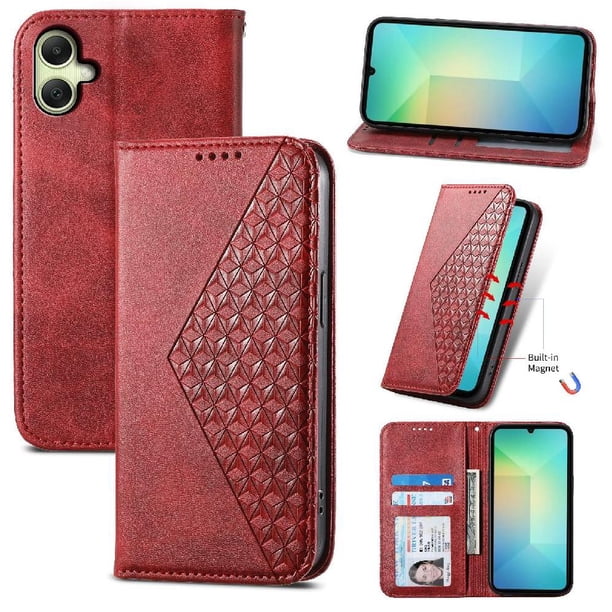 Funda Flip FOXDOCK para Samsung Galaxy A06 , Estilo Billetera con Diseño Rombo, Correa de Mano y Soporte, Uso Diario