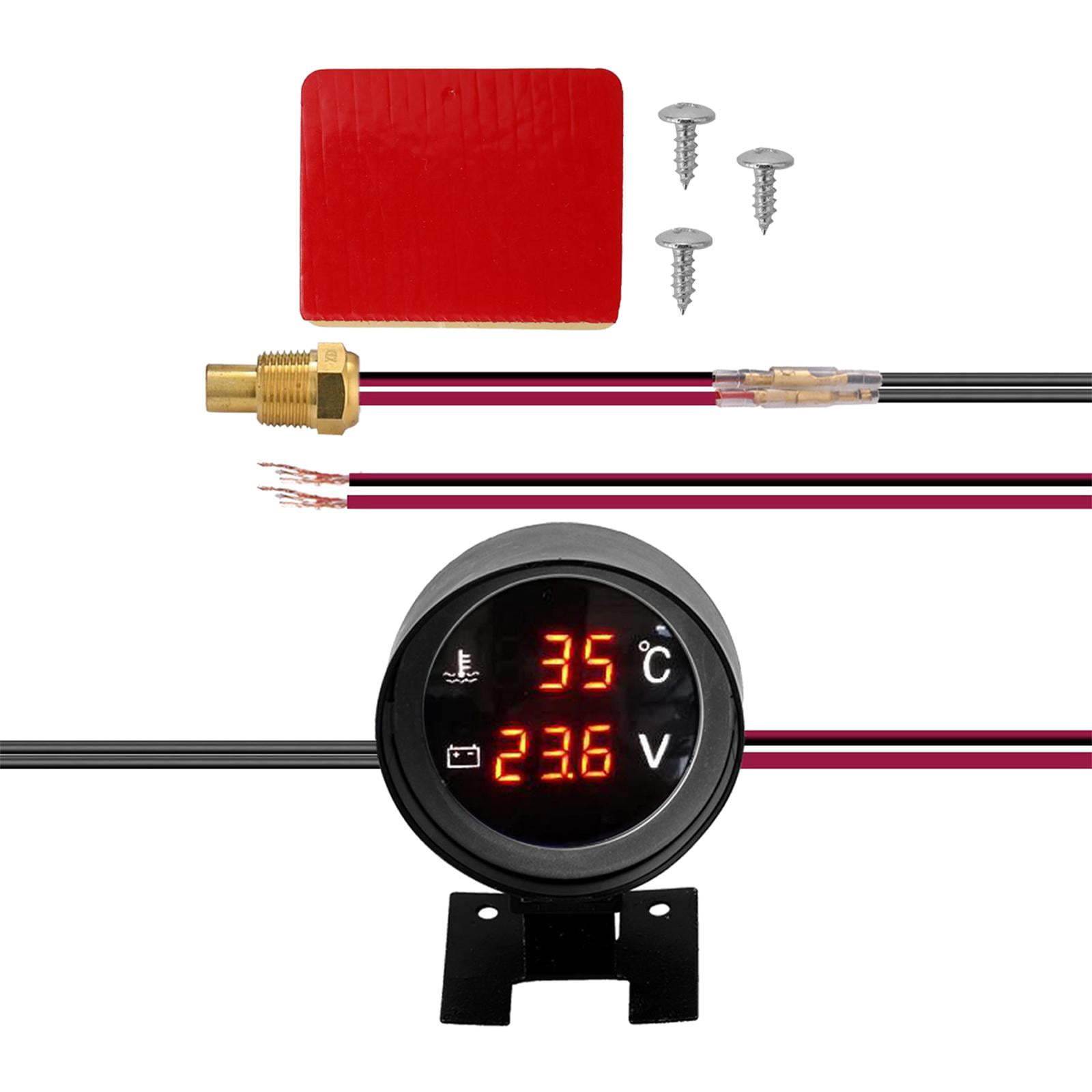 Ioensy - Medidor De Temperatura Del Agua Del Camión Del Coche Medidor De Voltaje Durable 2 En 1 Reemplazo Premium Enchufe De Temperatura Del Agua De 16 Mm