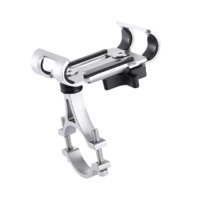 Magideal - Soporte Para Teléfono De Bicicleta, Soporte Profesional De Aleación De Aluminio, Resistente, Antideslizante, Accesorios De Ciclismo, Soporte De Abraza Plateado Rotativo