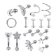 thumbnail image 1 of 17x Pendientes de oreja de material acero inoxidable Conjunto de joyas de para hombres Mujeres Pendientes Aros Barbell Stud Pendientes Hoop Stud Coraz Plata, 1 of 5