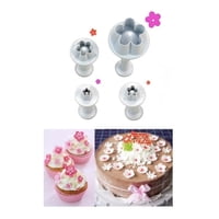 Genérico - 4 Moldes Fondant Cortador Con Expulsor Fondant Molde Flores