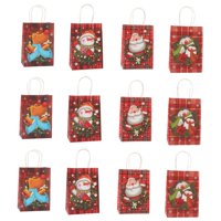 Magideal - Paquete De 12 Bolsas De Papel Navideñas Decoración Navideña Regalo De Fiesta De Navidad Bolsas De Regalo Con Asa Bolsa Portátil Para Golosinas Para Ga 15 Cm X 8 Cm X 21 Cm