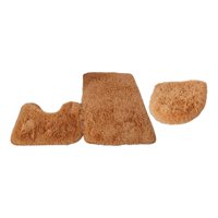 Bothyi - Juego De 3 Alfombras De Baño, Alfombrilla De Baño, Cubierta De Tapa De Inodoro, Alfombra En Forma De U Para Baño, Color Caqui