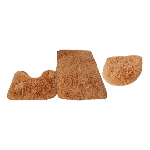 Bothyi - Juego De 3 Alfombras De Baño, Alfombrilla De Baño, Cubierta De Tapa De Inodoro, Alfombra En Forma De U Para Baño, Color Caqui