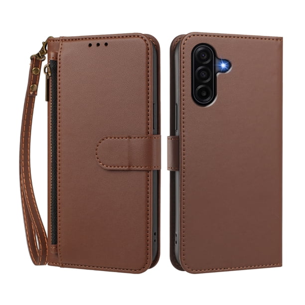 Funda Tipo Billetera para samsung galaxy A36/37 con Soporte y Bolsillo con Cierre Marrón