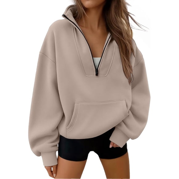 Trendy Queen Women's Sweatshirt con Cierre de Cuarto de Cremallera