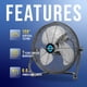 thumbnail image 4 of Ventilador de suelo Tornado, 30 cm, alta velocidad, 3 velocidades, negro, 4 of 7