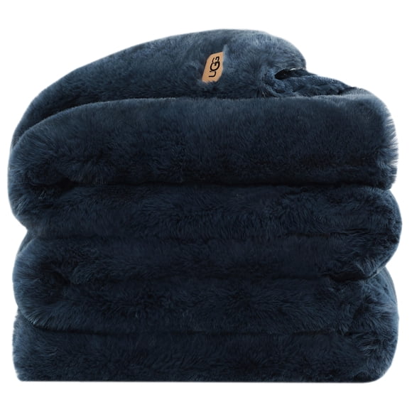 Manta UGG Euphoria de felpa de piel sintética reversible color índigo