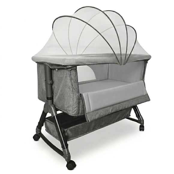 Cuna Colecho Moises Bebe Mecedora Con Mosquitero Gris