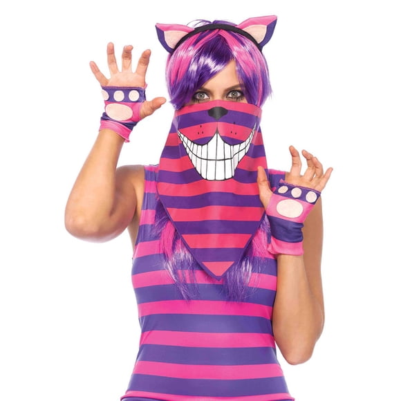 Máscara tipo bandana Leg Avenue Cheshire Cat morado/FUC de poliéster