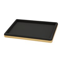 Magideal - Bandeja Organizadora De Exhibición De Joyas Bandeja De Cuero Cepillado Bandeja De Joyería Plana Vacía Bandeja De Almacenamiento De Joyas Para Negro