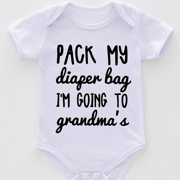 Newborn Infant Short Sleeve Romper "PACK MY" Print Crew Neck Bodysuit Onesies For Baby Boys Toddler Summer Clothes