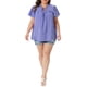 thumbnail image 2 of Agnes Orinda Blusa de Cuadros con Lazo Frontal y Volantes para Mujer de Talla Grande, Cuello en V, Manga Corta, Camisa de Verano Casual Elegante 2X Azul, 2 of 6