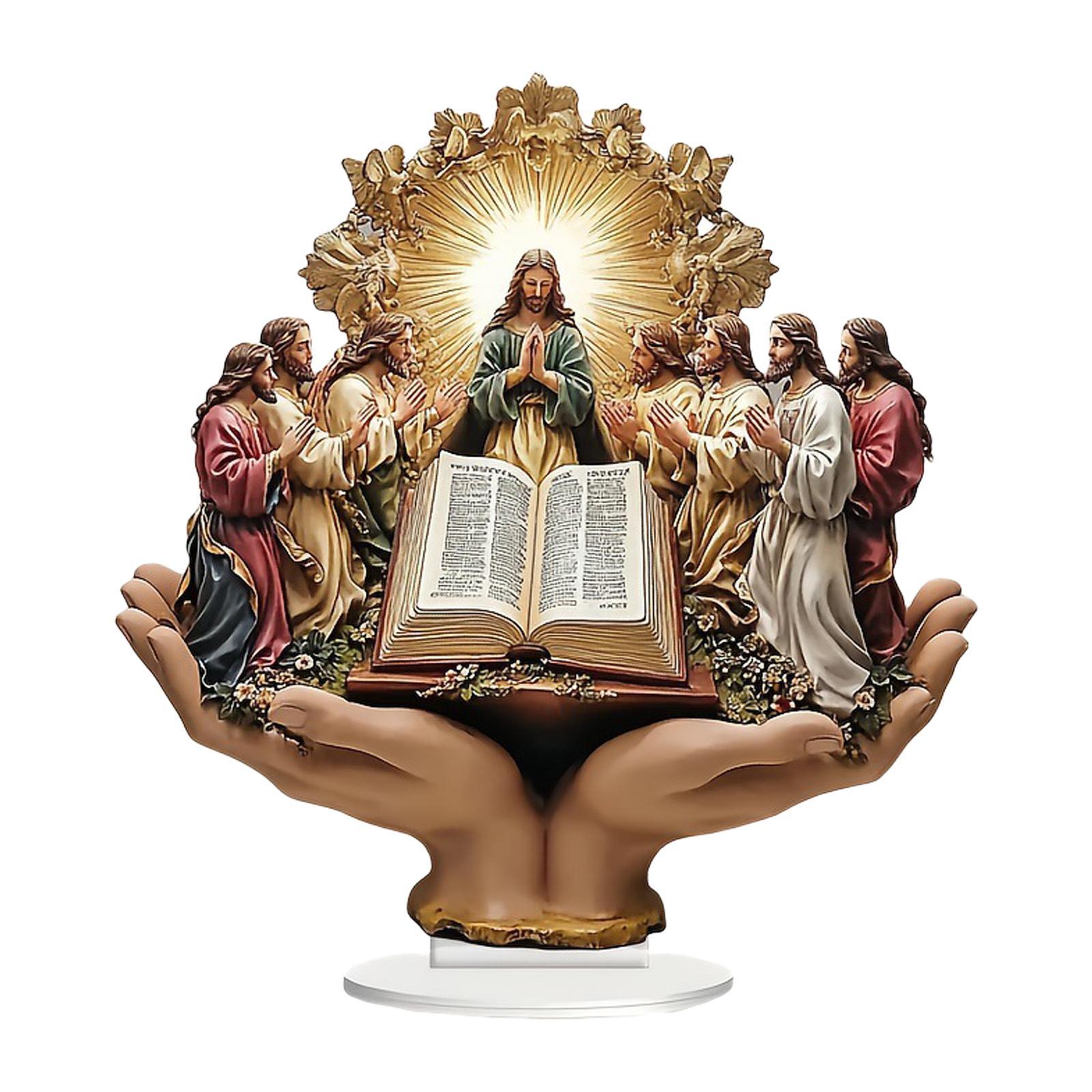 Magideal - Letrero De Mesa Con Escena De Predicación De Jesús Plano 2D, Impermeable, Multifuncional, Religioso, Ligero Con Base, Decoración De Escritorio De 20X2