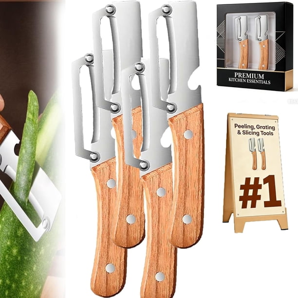 Pelador cero flexión 3 pack mango madera abridor botellas ultra afilado