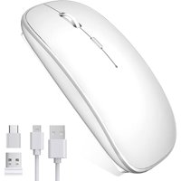Veat00L - Mouse Inalámbrico,Ratón Recargable Wireless 2.4G Ergonómico Óptico Silencioso Click Con Receptor Usb Y Tipo-C Adaptador 3(1000/1200/1600)Ajustable Dpi Ratón Para Computadora,Portátil,Pc,Mac