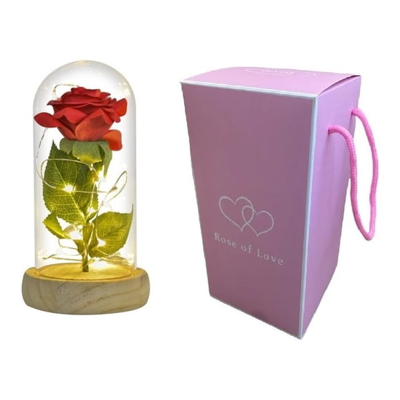 Rosa Eterna Rosas Eternas Rosa Preservada Led San Valentin Rojo Rosa Roja De Madera- Led