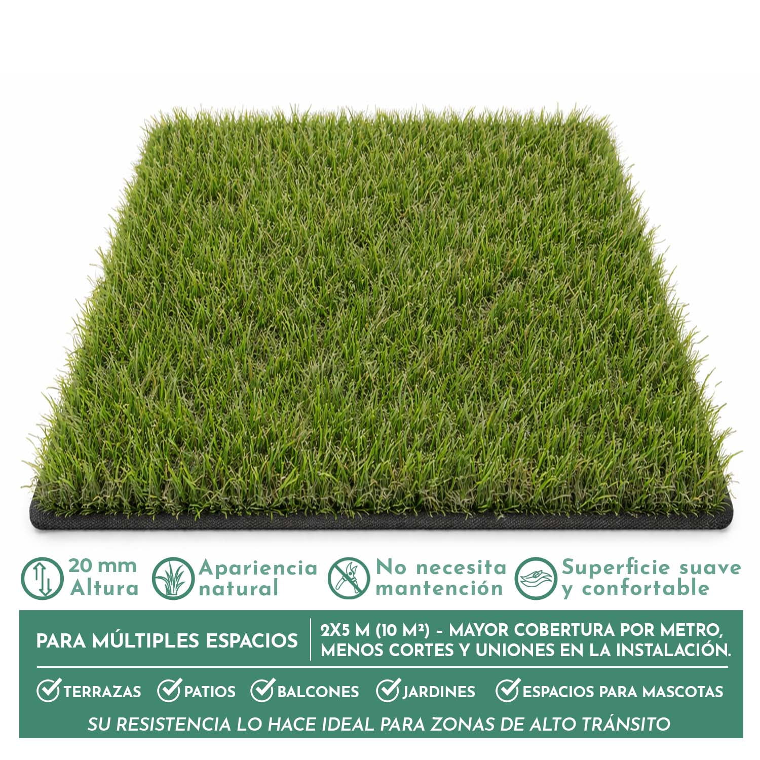 Novahus - Pasto Sintético Luxury Turf 20 Mm 2x5 Metros