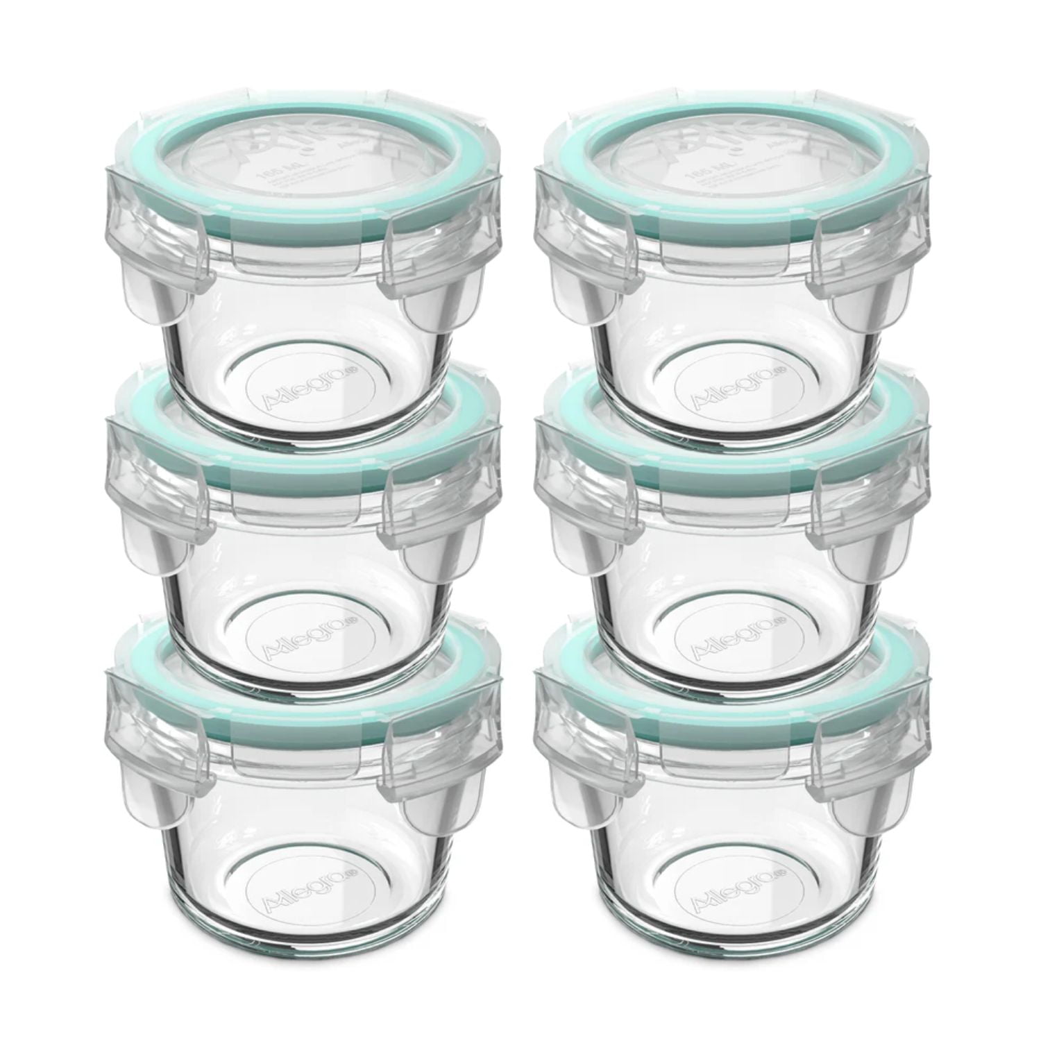 Set 6 Contenedores Hermeticos Allegra Vidrio 165ml Redondo