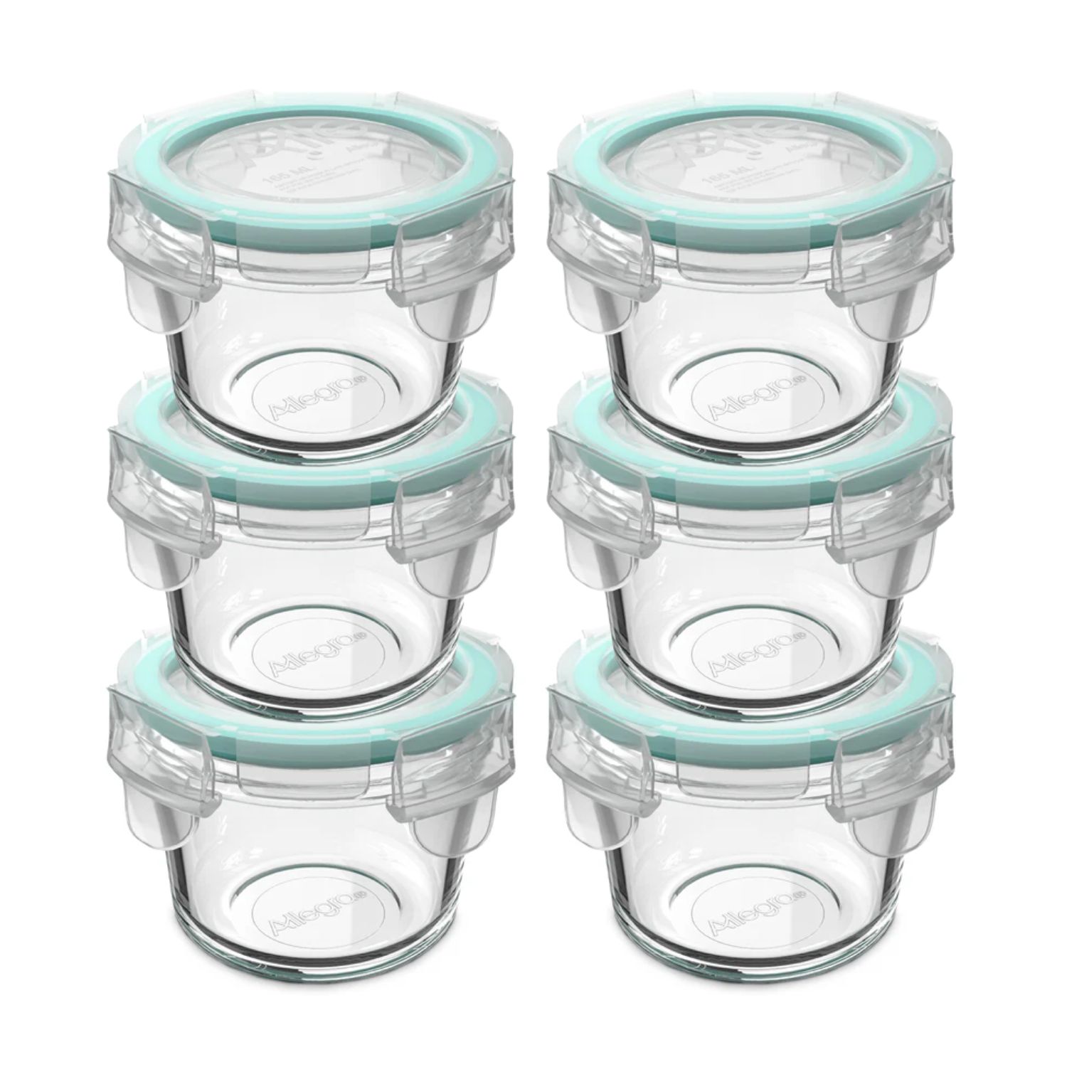 Set 6 Contenedores Hermeticos Allegra Vidrio 165Ml Redondo