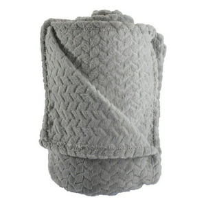 Frazada Andes Jacquard Flannel Gris 1.5 Plaza
