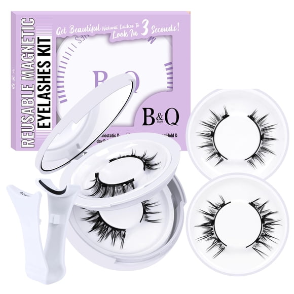 Pestañas magnéticas B&Qaugen, reutilizables, de aspecto natural, con aplicador