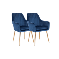 Habita2 Chile - Pack 2 Poltronas Sitial Murano Con Patas Doradas - Azul