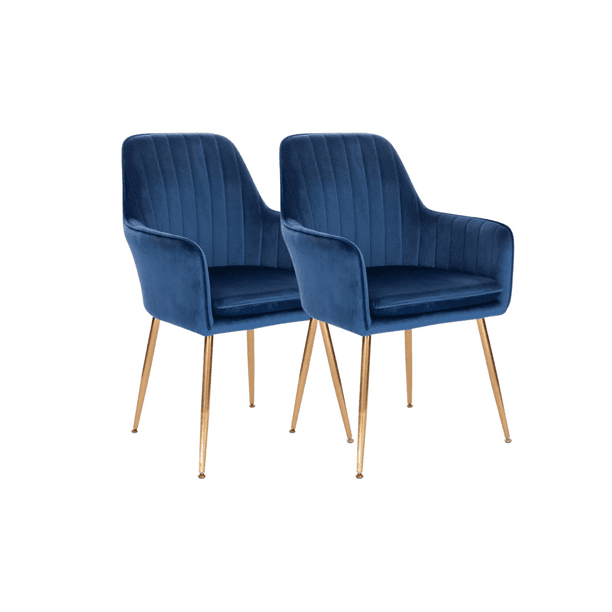 Pack 2 Poltronas Sitial Murano Con Patas Doradas - Azul