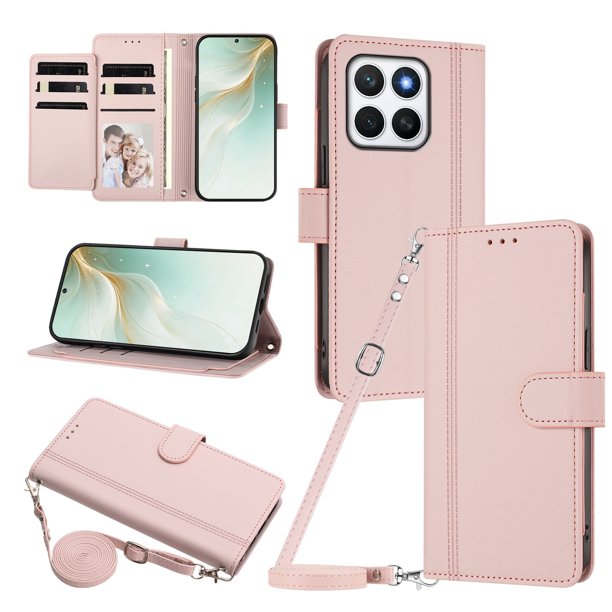 Funda Cartera para Honor X8C 4G con Bolsillo para Billetes, Rosa