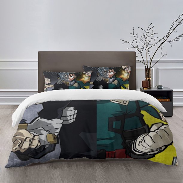 My Hero Academia Bedding Sets Bed Cartoon Duvet Cover Lightweight 3 Piece Bet Sets for Kids Boys Girls