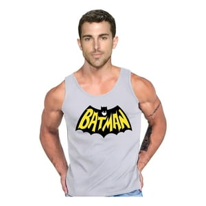 Persodesign - Polera Musculosa Batman Retro Superheroe Tank Gym Talla S Gris Hombre