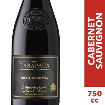 Vino Tinto Gran Reserva Etiqueta Negra Cabernet Sauvignon Botella 750 Cc Tarapacá