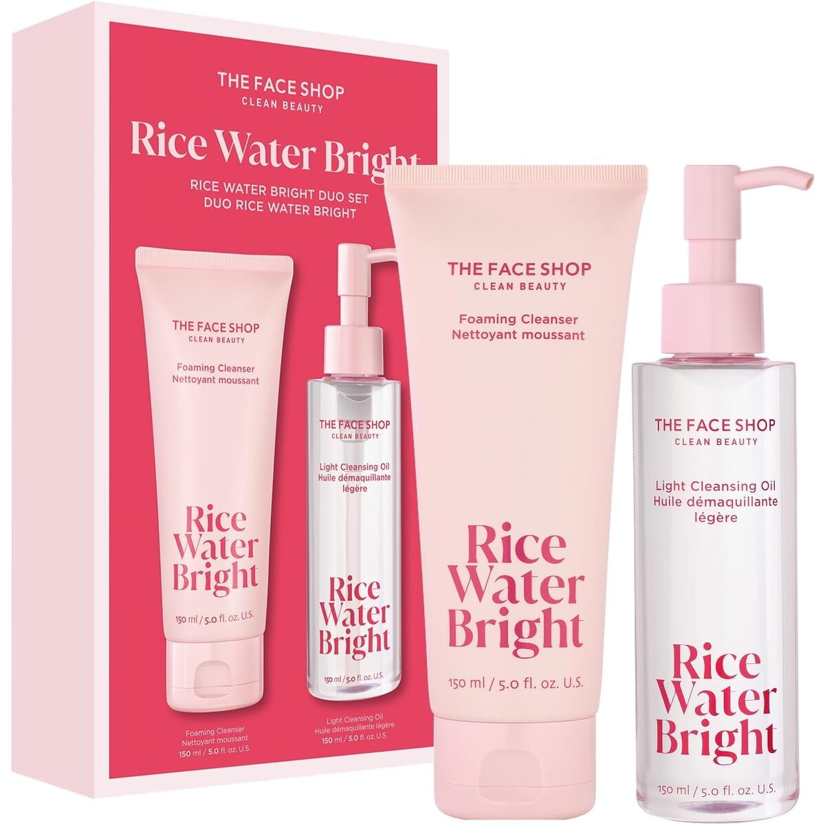 Set Doble Limpieza The Face Shop Rice Water Bright 150ml Vegano