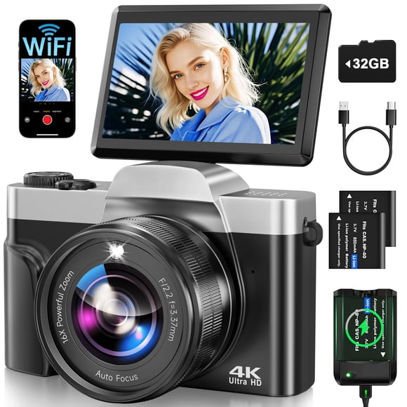 Cámara Digital AUREAPIX 4K 64MP WiFi Vlogging Zoom 16X Pantalla de 3''