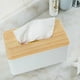 thumbnail image 3 of Caja de pañuelos de madera sencilla para el hogar, caja de almacenamiento de pañuelos de escritorio para sala de estar, 3 of 5