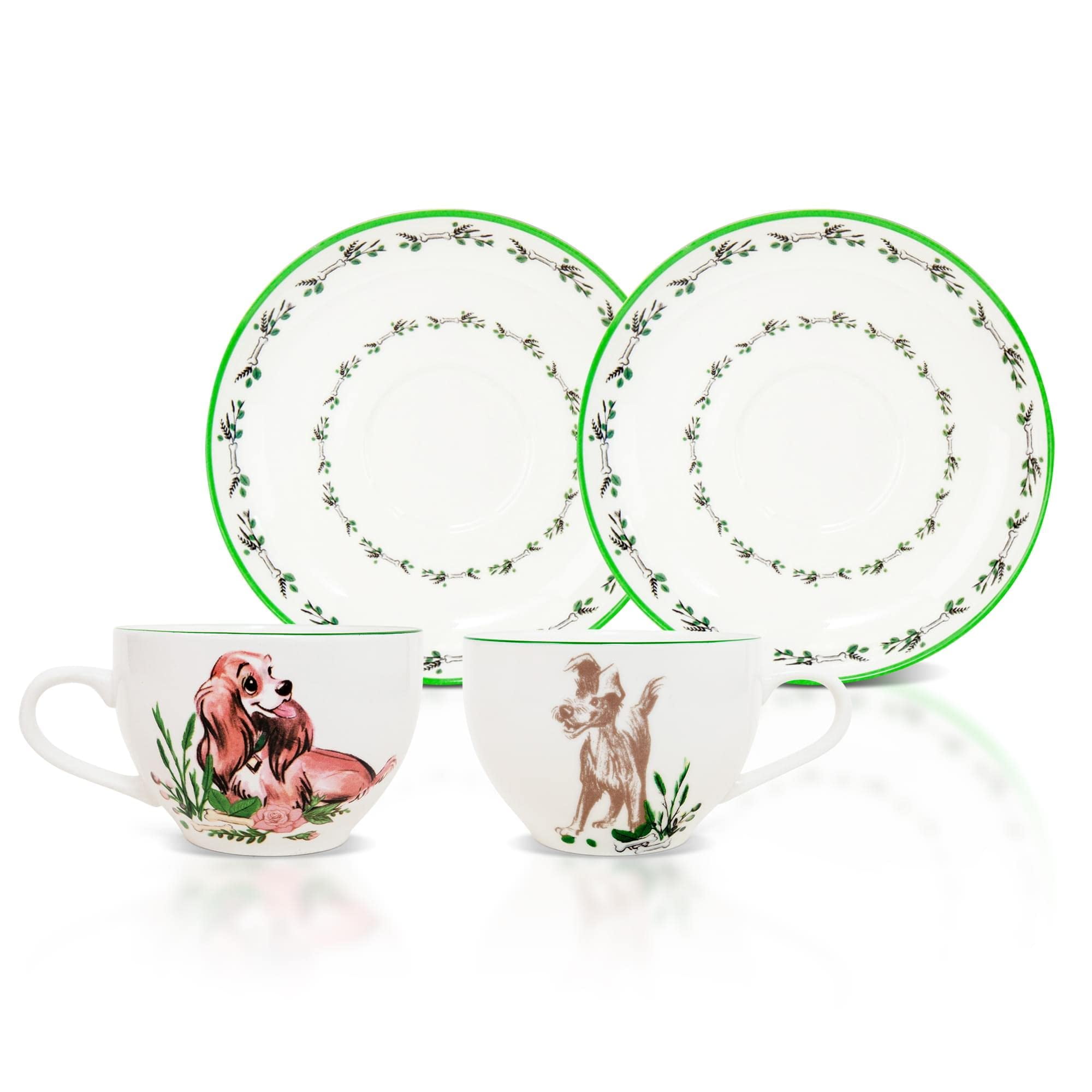 Toynk - Set De Taza De Té Y Platillo De Porcelana Disney La Dama Y El Vagabundo