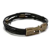 Genérico - Pulsera Cuero Y Cobre Negra Moda Juvenil Unisex