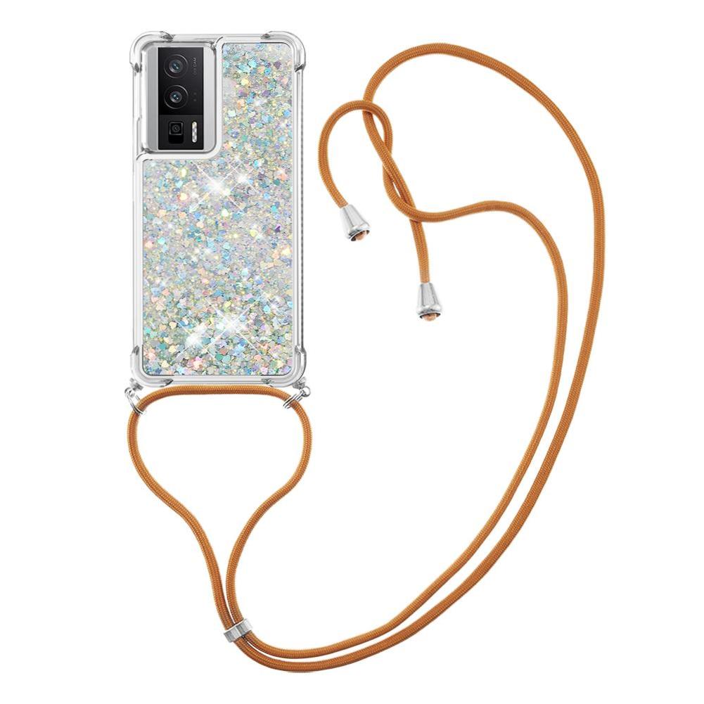 Funda Foxdock Para Xiaomi Poco F5 Pro 5G Con Cuerda Ajustable, Brillo Líquido, Protección Antigolpes Y Lente – Ideal Para Regalo