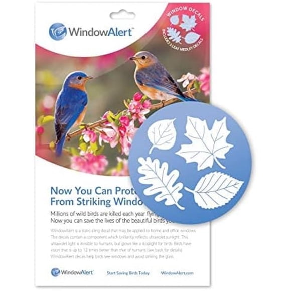 Adhesivo para ventana con hojas surtidas y reflejo UV para aves WindowAlert