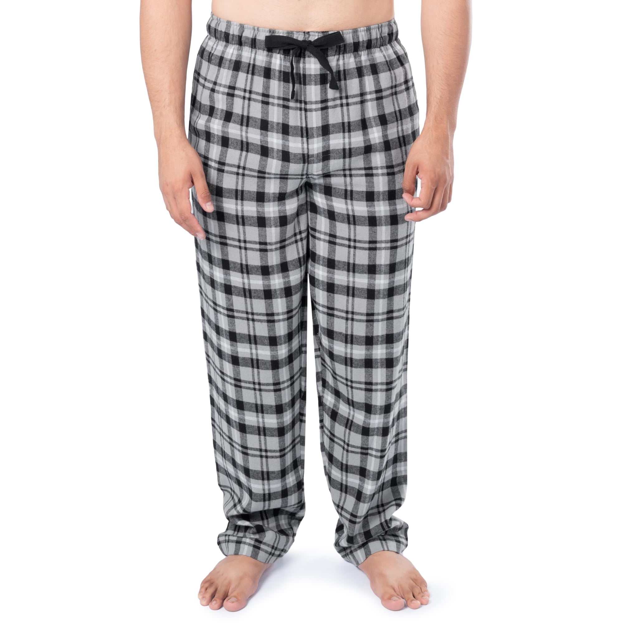 Pantalón Para Dormir Izod De Franela Tejida Para Hombre, Color Gris Y Negro A Cuadros