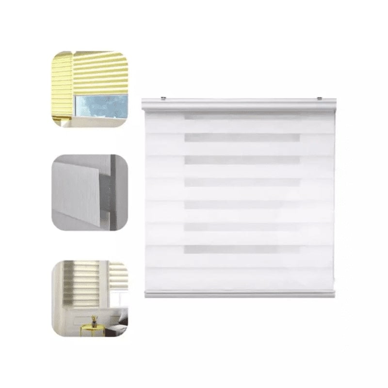 Genérico - Cortina Roller Duo Zebra Día Noche 80x200cm Blanca