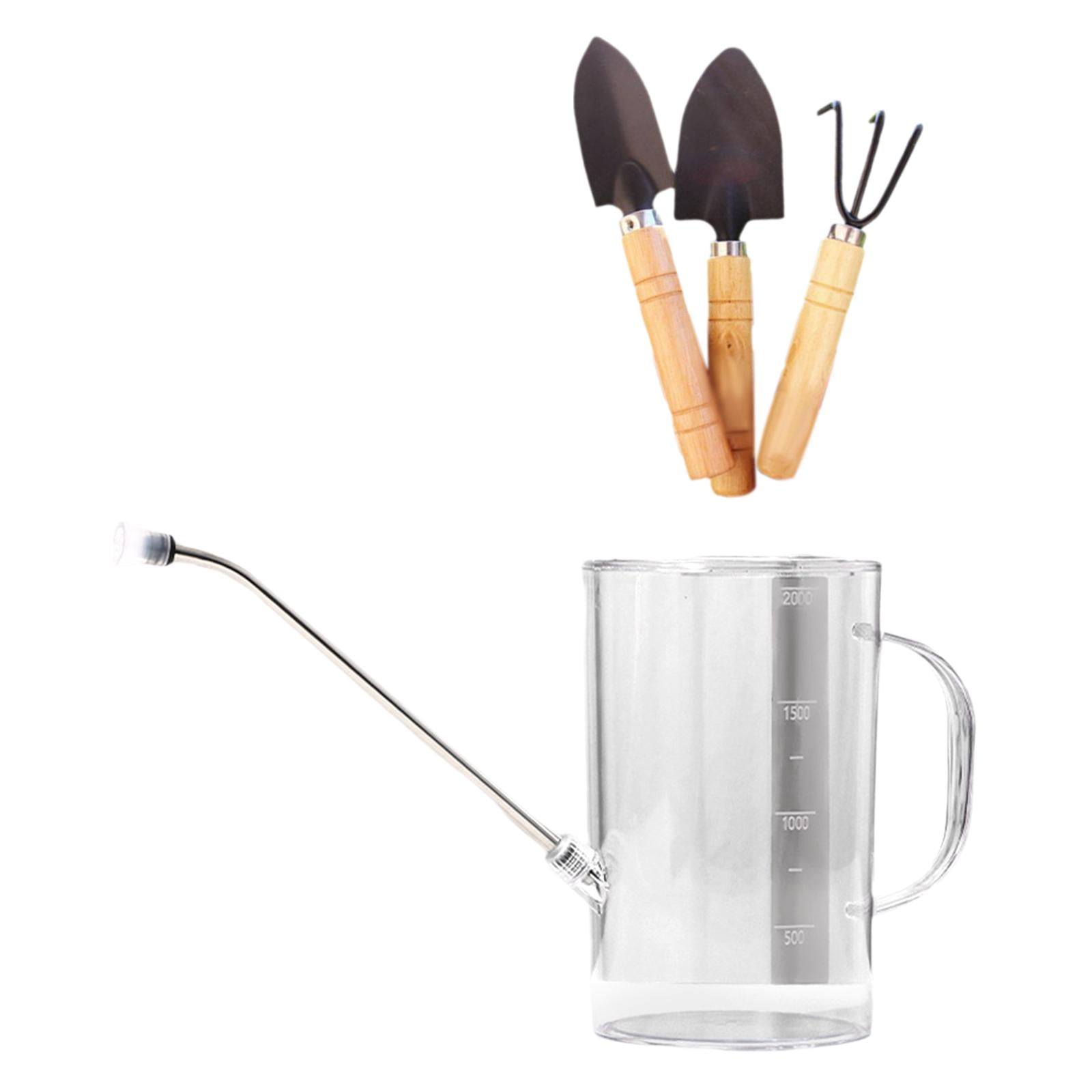 Magideal - Regadera De 1l, Regadera Para Plantas, Con 3 Herramientas De Jardinería Regadera De Caño Largo Resistente Al Desgaste Para Plantas Bonsái De Flores Blanco Transparente