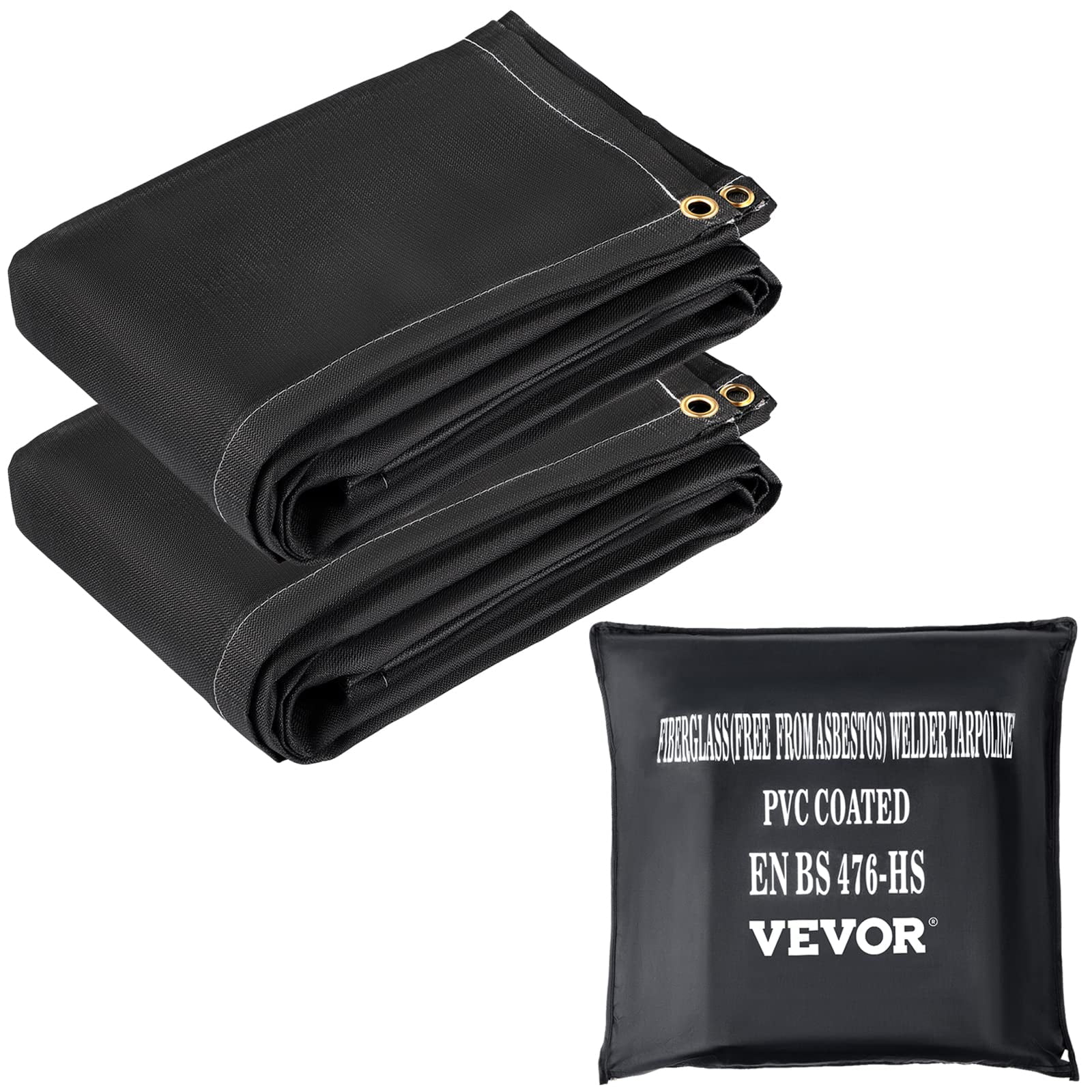 Manta Ignífuga Vevor 2,4 M X 3 M Negra Pack 2